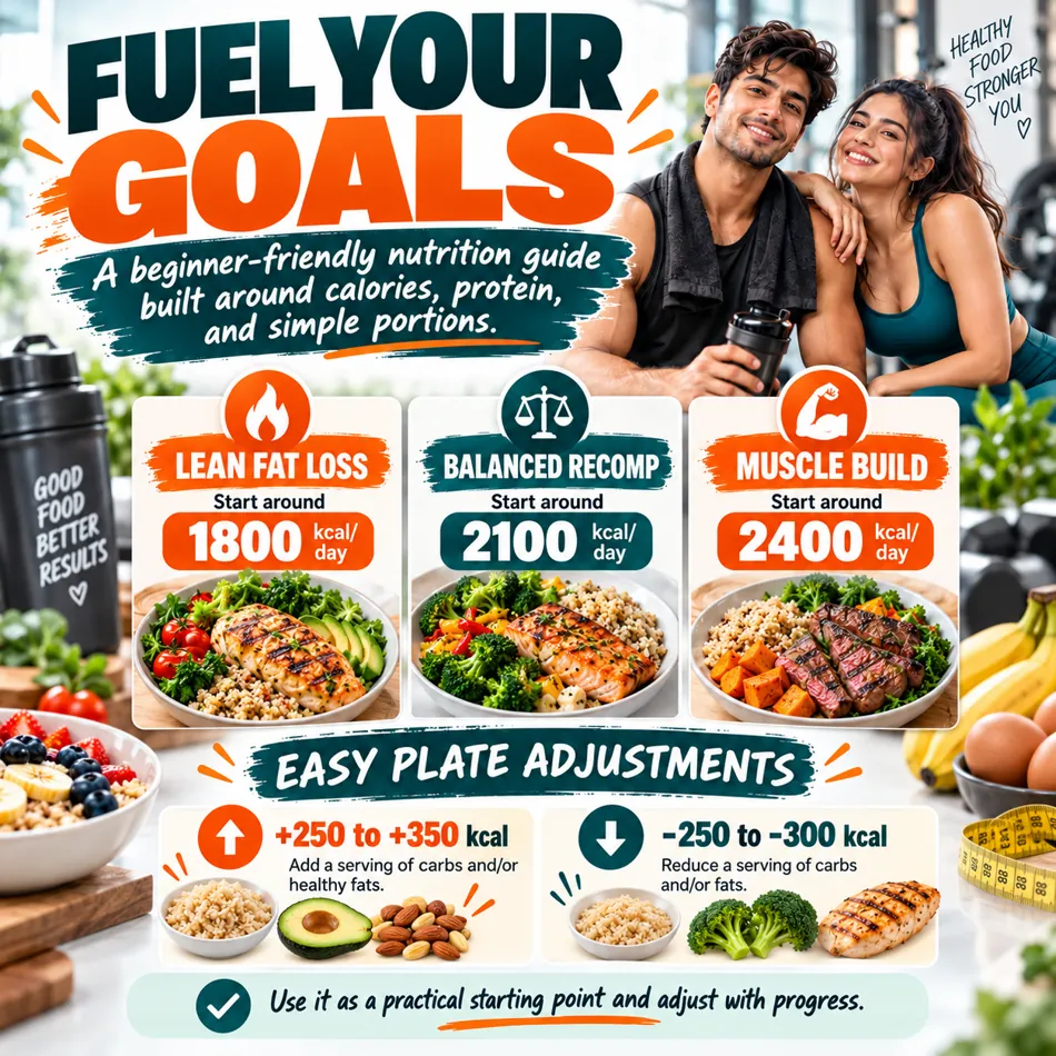 Examples of calorie goals and portion adjustments